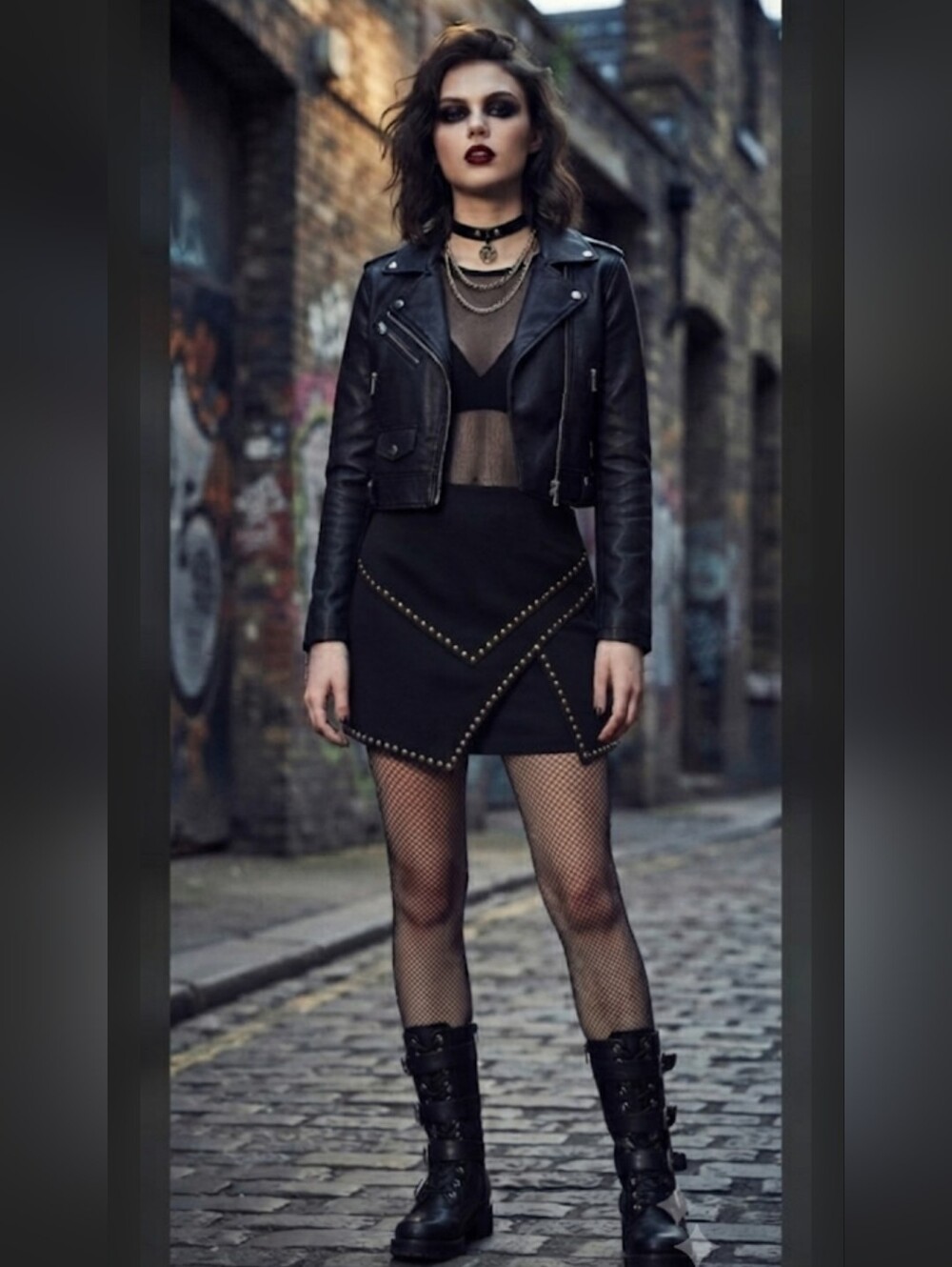 Elegant Studded Asymmetrical Mini Skirt | Black Silver Disco Glam Rock | Large